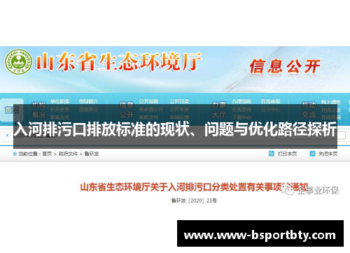 入河排污口排放标准的现状、问题与优化路径探析