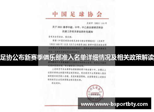 足协公布新赛季俱乐部准入名单详细情况及相关政策解读 足协公布新赛季俱乐部准入名单详细情况及相关政策解读